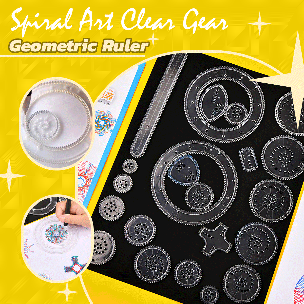 Spiral Art Clear Gear Geometric Ruler