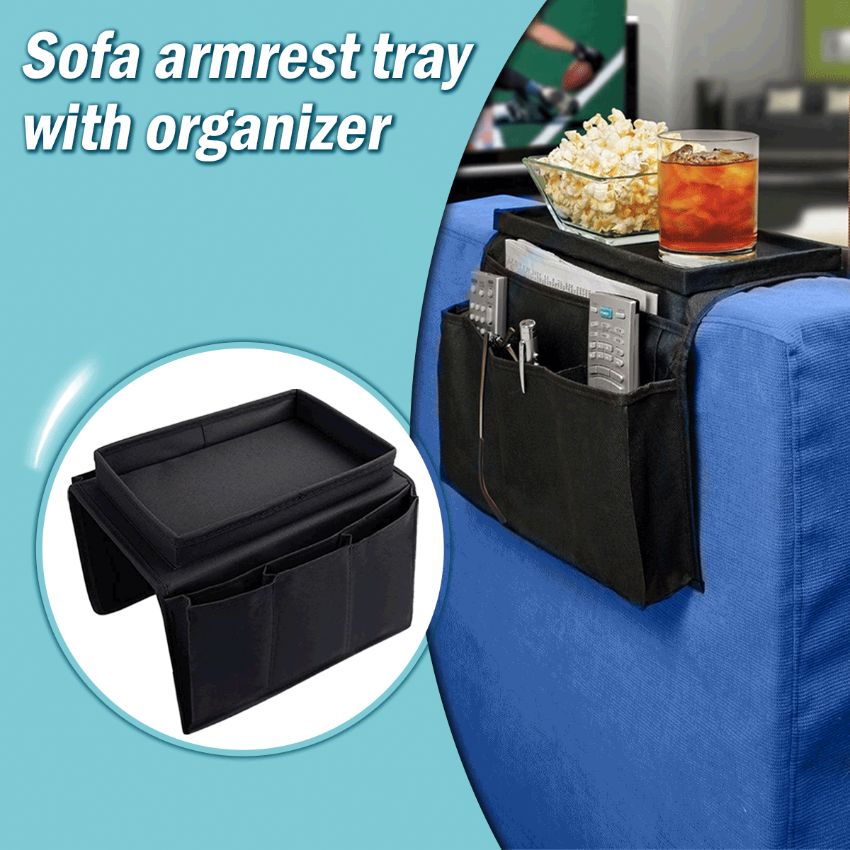 Sofa Armrest Tray With Organizer FAEVEZ™- Home Devices