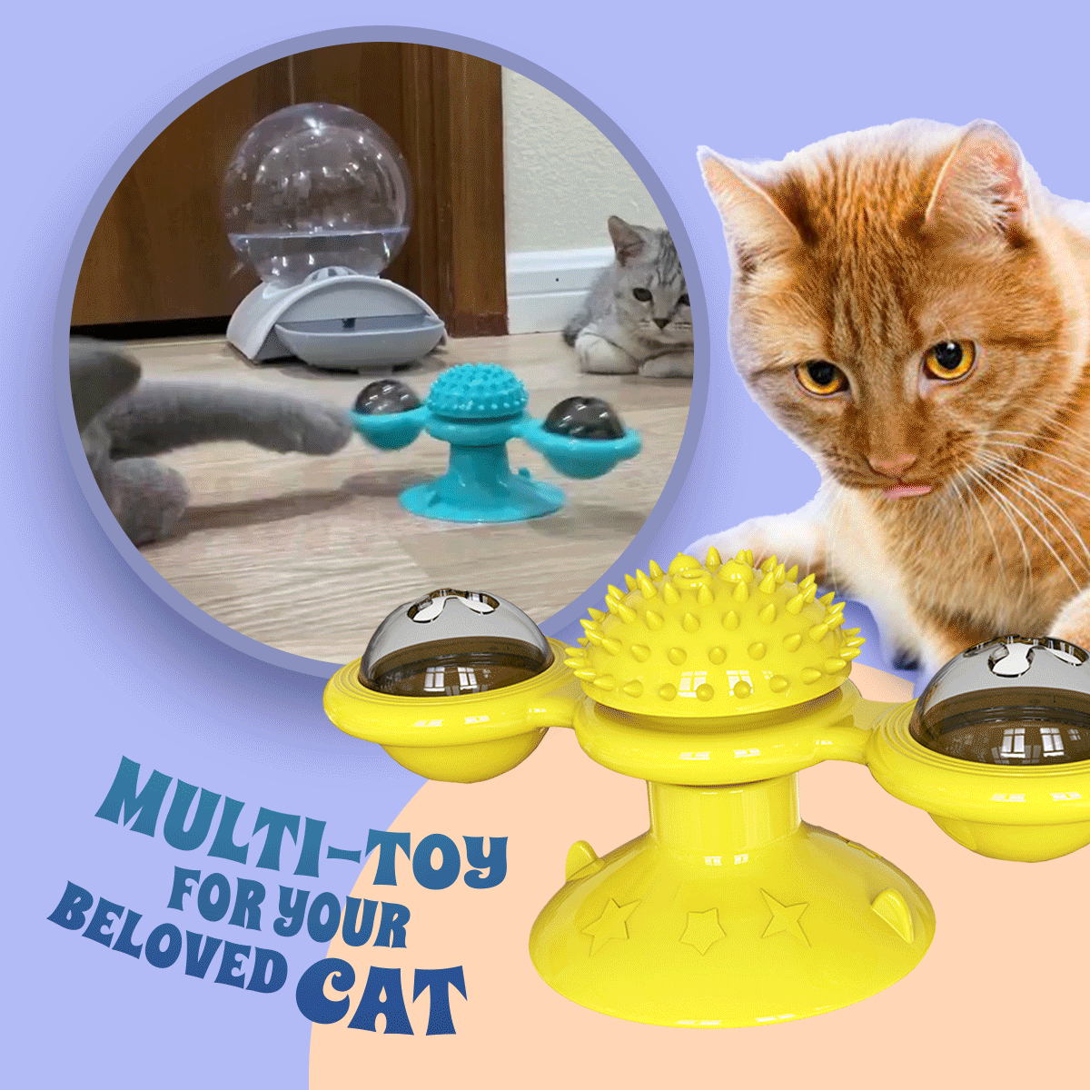 Cat Windmill Toy with LED Massage Rotatable Ball FAEVEZ™- Pets