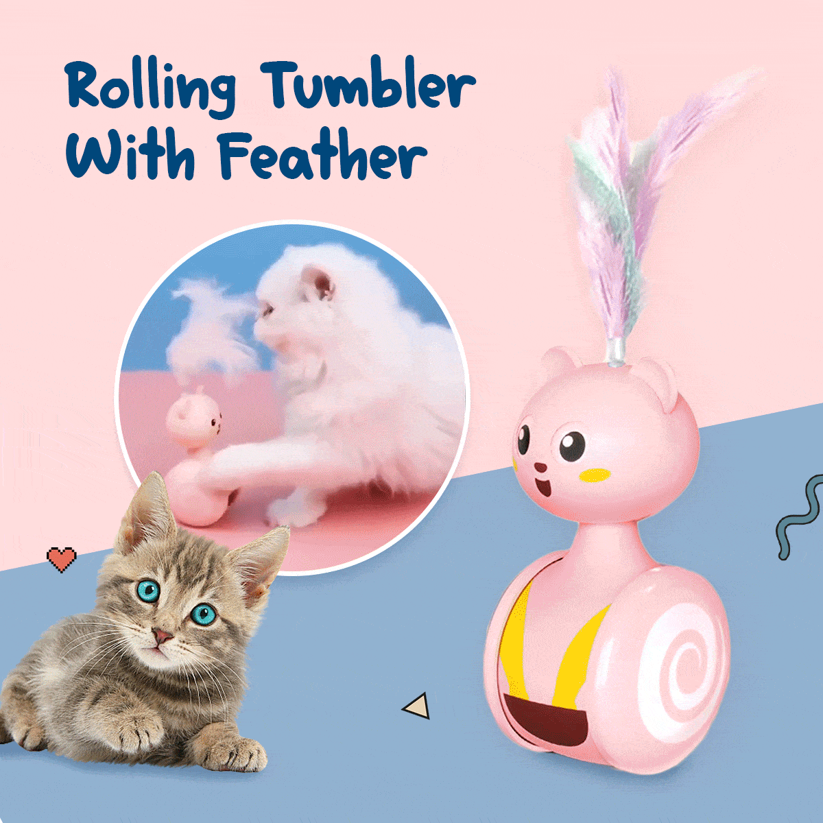 Automatic Tumbler Funny Rolling Feather Interactive Cat Toys FAEVEZ™- Pets