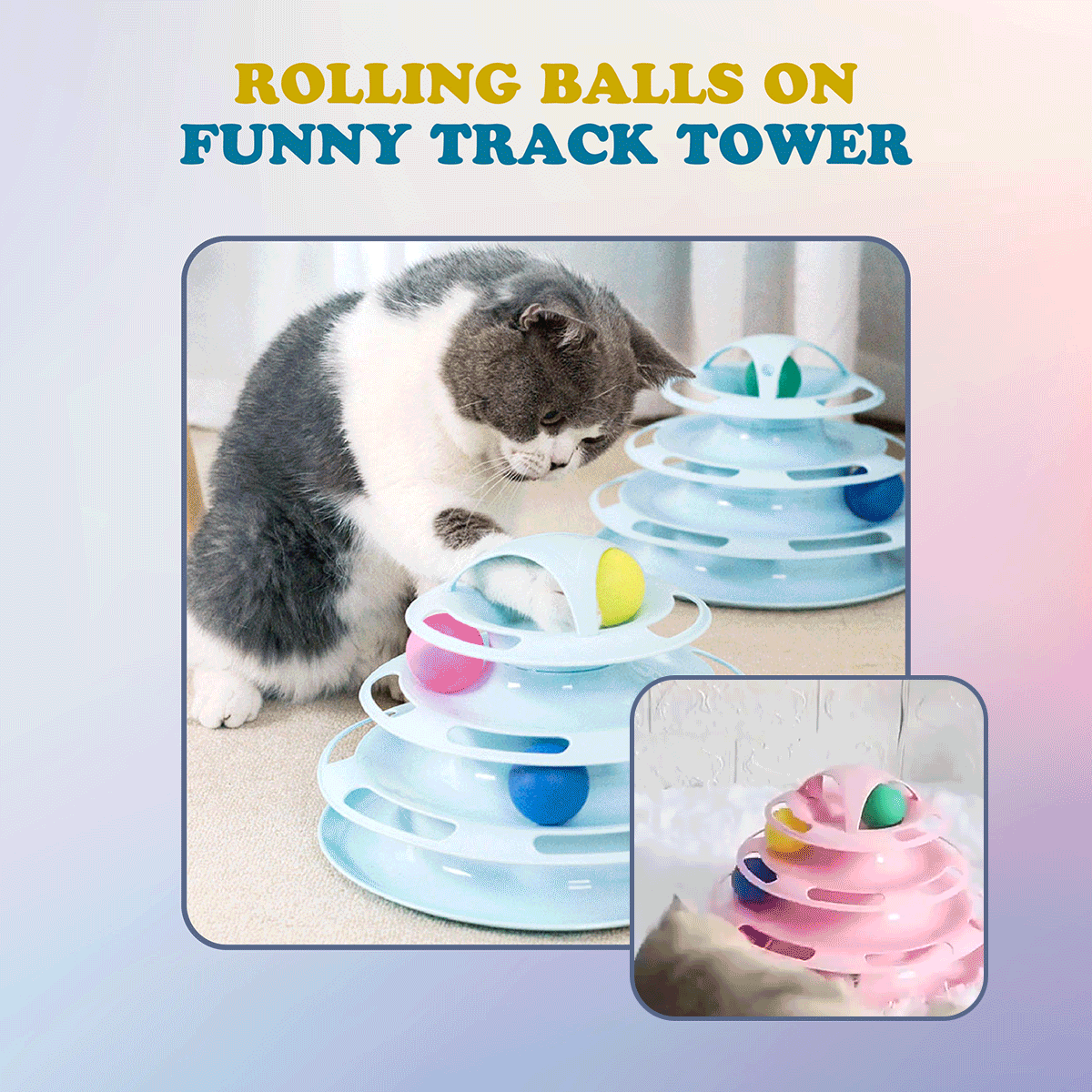 Turntable Track 4 Layers Tower with Ball Cat Toys FAEVEZ™- Pets