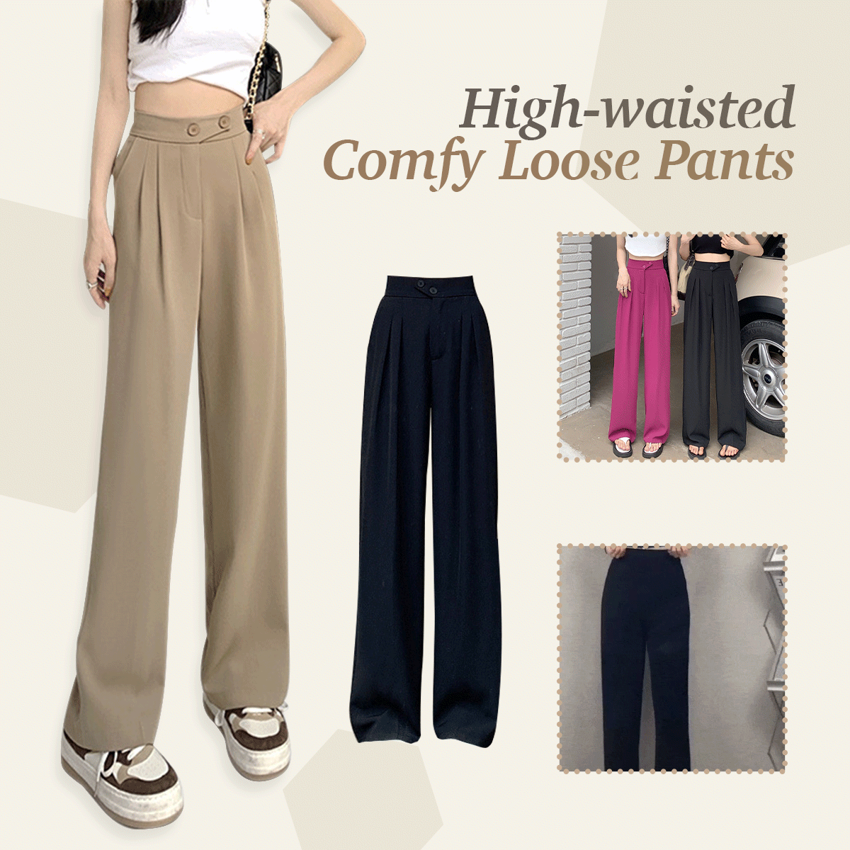 Woman's Casual Full-Length High-waisted Loose Pants FAEVEZ™- Women's Fashion
