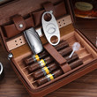 Wood Cigar Humidor Box Travel Leather Cigar Case -Men's Accessories
