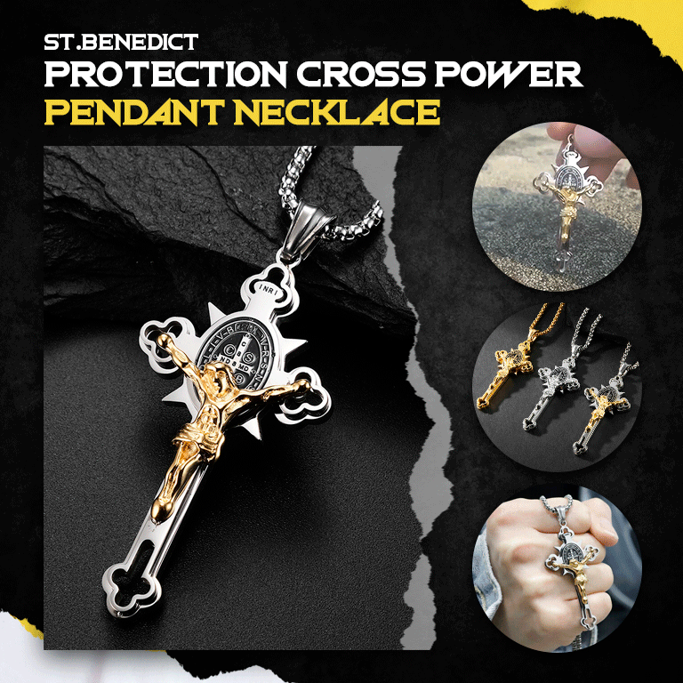 ST.Benedict Protection Cross Power Pendant Necklace - Men's Accessories