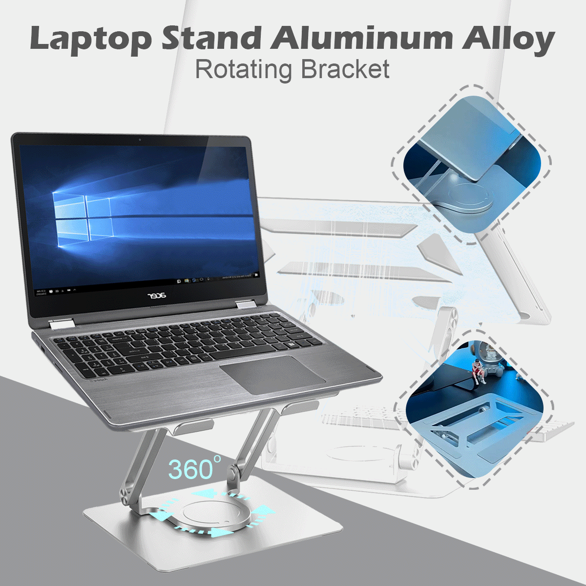 Laptop Stand Aluminum Alloy Rotating Bracket FAEVEZ™- Office Furniture & Accessories