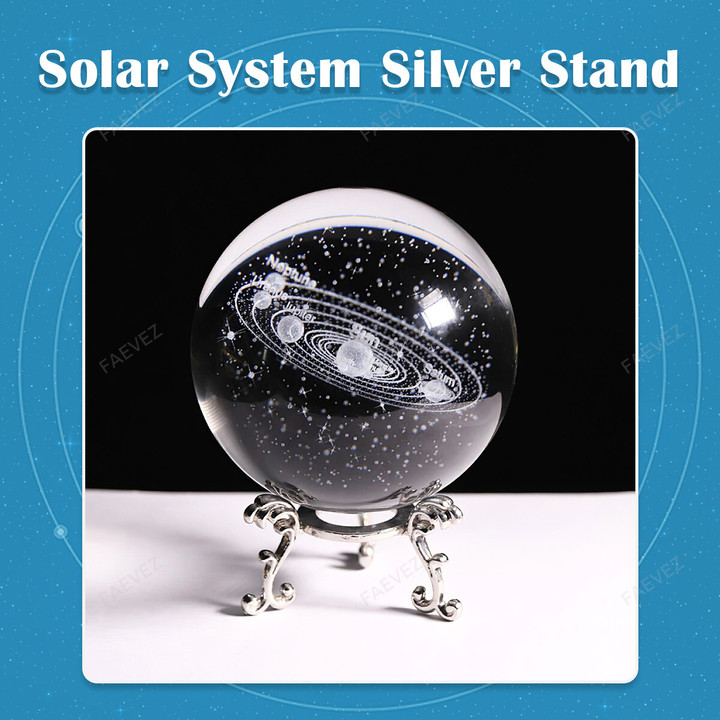 3D Solar System Crystal Ball With LED Light Base