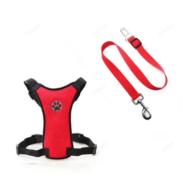 Breathable Mesh Dog Harness & Leash With Seatbelt