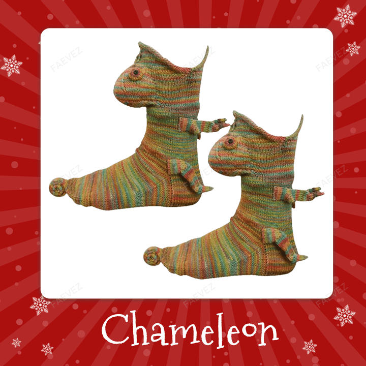Christmas Gift Shark Fish Chameleon Crocodile Knit Socks