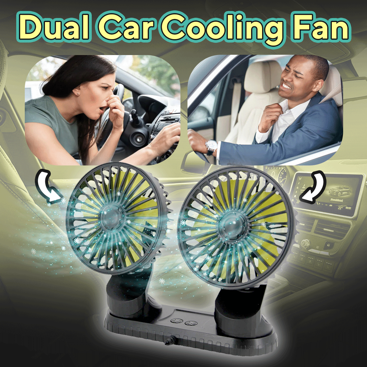 360° Rotatable Car Cooling Dual Fan