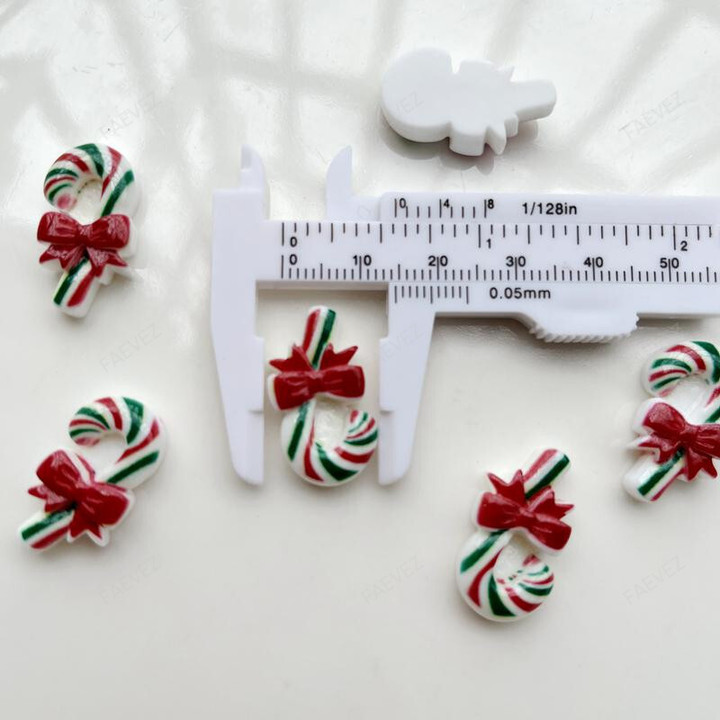 20pcs Glitter Christmas Crutch Resin Miniature Art