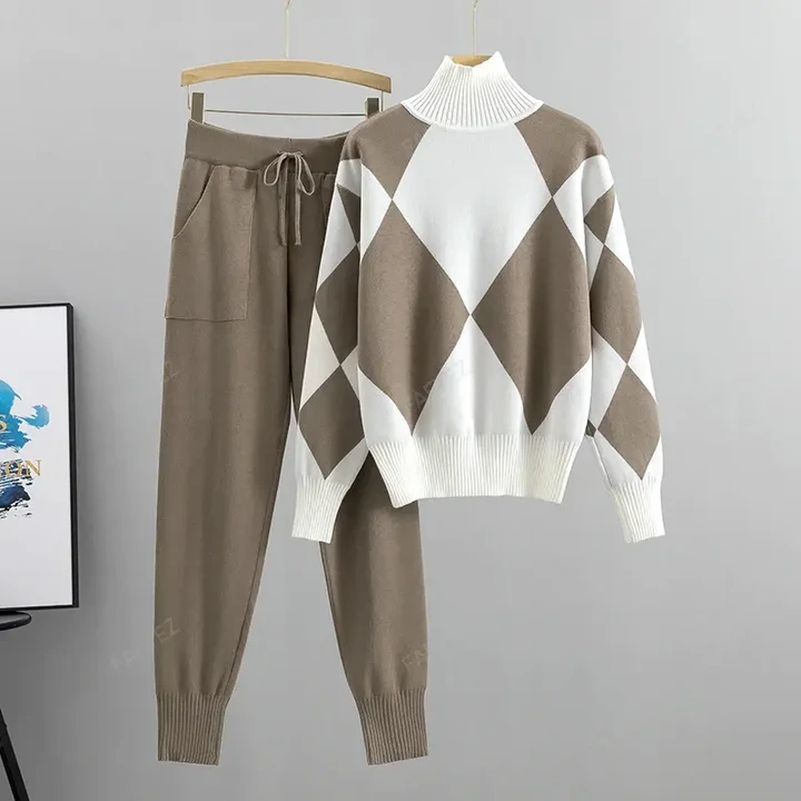 Geometric Women Sweater Sets 2PCS Track Suits