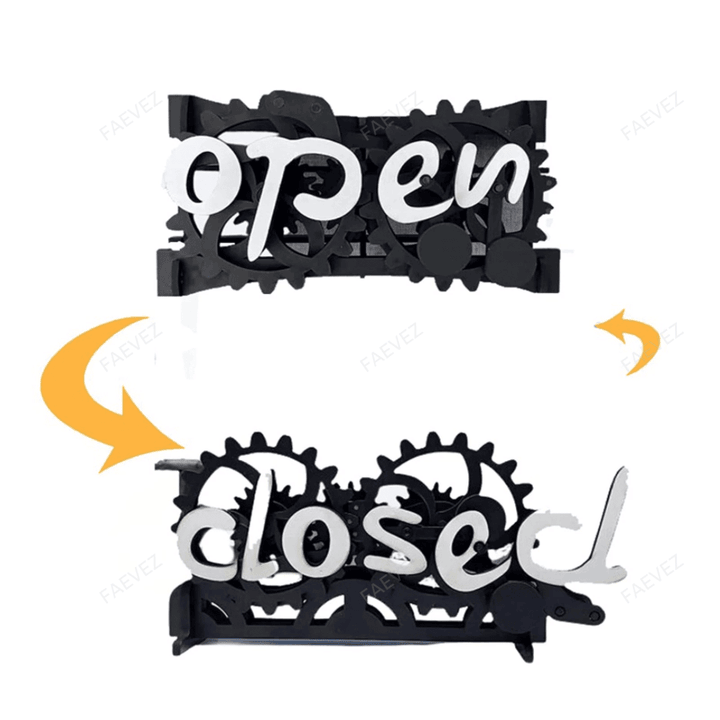 Wooden Gear Business Reversible Open/Closed Sign FAEVEZ™- Home Decoration