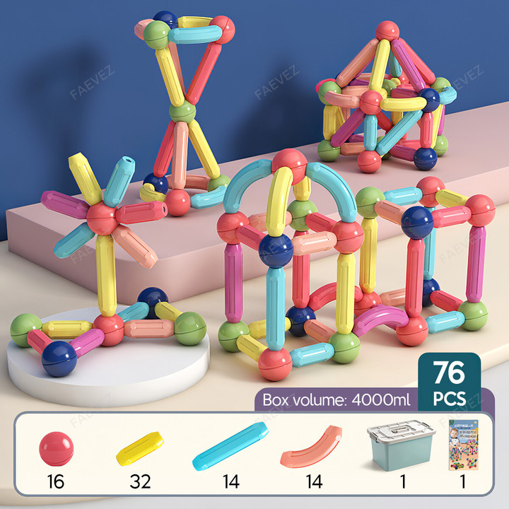 Magnetic Constructor Block Designer Set Magnet Stick Rods and Balls Building Blocks for Kids FAEVEZ™- Babies & Kids