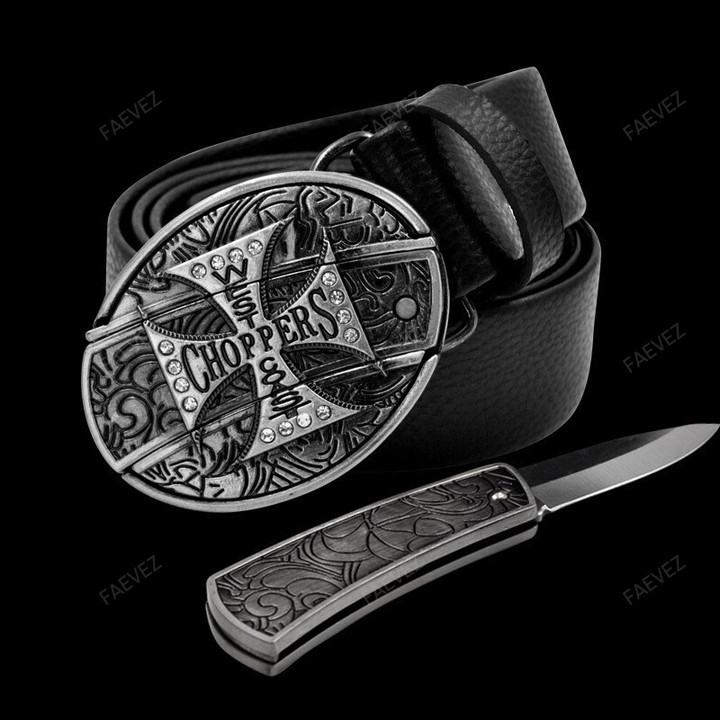 Personality Men's Self Defense Belt Alloy Buckle Belt FAEVEZ™- Men's Accessories