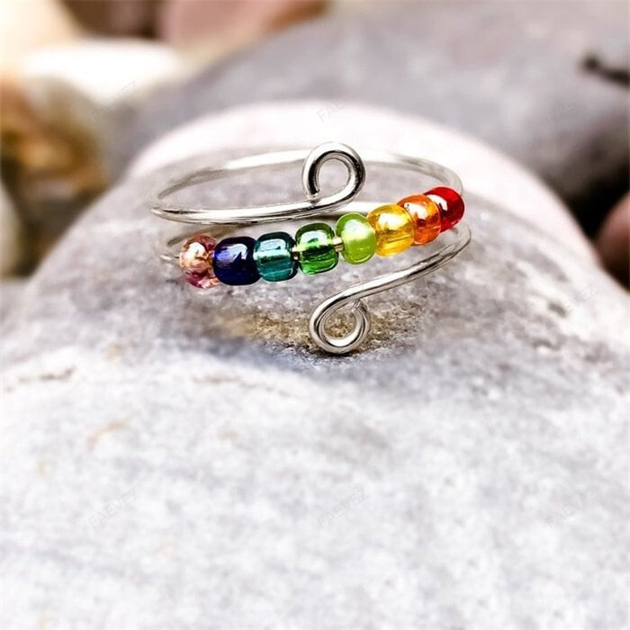 To My Daughter - Drive Away Your Anxiety Rainbow Beads Fidget Ring FAEVEZ™- Women's Accessories