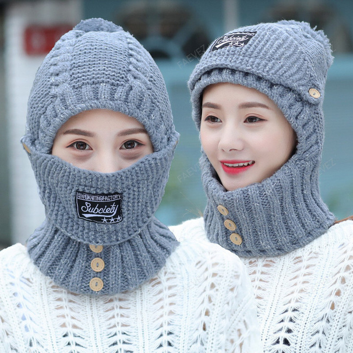 2 in 1 Mask Scarf Knitted Hat FAEVEZ™- Winter Items