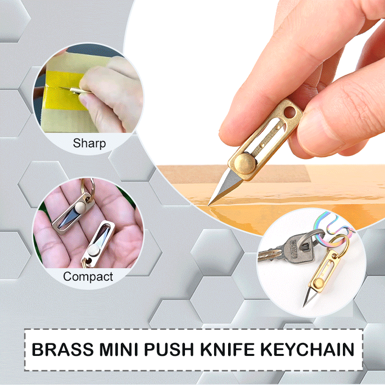 Brass Mini Push Knife Keychain- Kitchen Gadgets