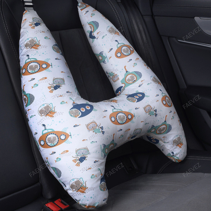 H-Shaped Kids Travel Car Sleeping Pillow - Cars & Motorbikes