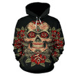Skull And Roses - B2891 3D Pullover Printed Over Unisex Hoodie