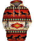 Native Horse Pattern Art#248 3D Pullover Printed Over Unisex Hoodie