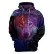 Dream Wolf Moon Art#432 3D Pullover Printed Over Unisex Hoodie