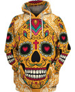 Yellow Skull Pattern Art#419 3D Pullover Printed Over Unisex Hoodie