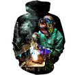 Welder Live With Smoke Art#1623 3D Pullover Printed Over Unisex Hoodie