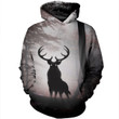 Hunter Black Deer Art#1666 3D Pullover Printed Over Unisex Hoodie