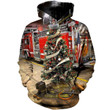 Fire Fighter Xmas Art#2219 3D Pullover Printed Over Unisex Hoodie