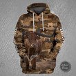 Texas Longhorn Army Bull Art#1200 3D Pullover Printed Over Unisex Hoodie
