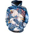 Bald Eagle And American Flag Art#1540 3D Pullover Printed Over Unisex Hoodie