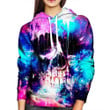 Space Skull Womens A1410 3D Pullover Printed Over Unisex Hoodie