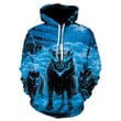Blue Hunting Snow Wolf Night Castle B1666 3D Pullover Printed Over Unisex Hoodie