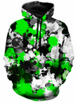 Green And Grey Paint Splatter B2464 3D Pullover Printed Over Unisex Hoodie