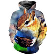 Squirrel 151207 B1023 3D Pullover Printed Over Unisex Hoodie