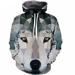 Geometric Wolf Grey A650 3D Pullover Printed Over Unisex Hoodie