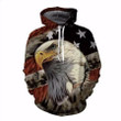 Usa American Flag Hawk Eagle Classic Trendy Full Print A3805 3D Pullover Printed Over Unisex Hoodie