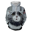 Wet Fur Cat Portrait Realistic Fashion A3809 3D Pullover Printed Over Unisex Hoodie