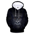 Fashionable Black Print Orangutan A1935 3D Pullover Printed Over Unisex Hoodie