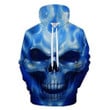 Blue Human Skull Face Facial Skeleton B960 3D Pullover Printed Over Unisex Hoodie