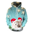 Starry Sky Blue Christmas Gift Cat Dog B969 3D Pullover Printed Over Unisex Hoodie