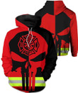 Firefighter Skull Red Black A1220 3D Pullover Printed Over Unisex Hoodie