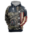 Turkey Hunting Hoodie - Turkey Hunting With American Flag Pattern Print 3D Hoodie - Gifts For A Turkey Hunter