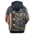 Turkey Hunting Hoodie - Turkey Hunting With American Flag Pattern Print 3D Hoodie - Gifts For A Turkey Hunter
