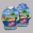 Flamingo And Palm Tree Pullover Unisex Hoodie Bt04