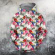 Scarlet Macaw And Flower Pullover Unisex Hoodie Bt05