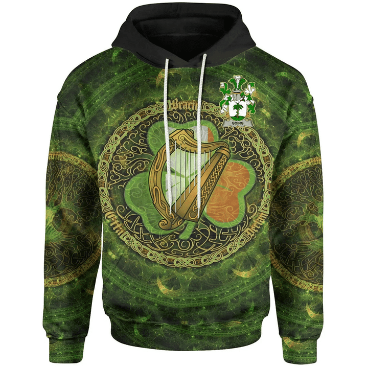 Ireland Hoodie - Going Irish Family Crest Hoodie - Ireland Coat Of Arms With Celtic Tree Green A7