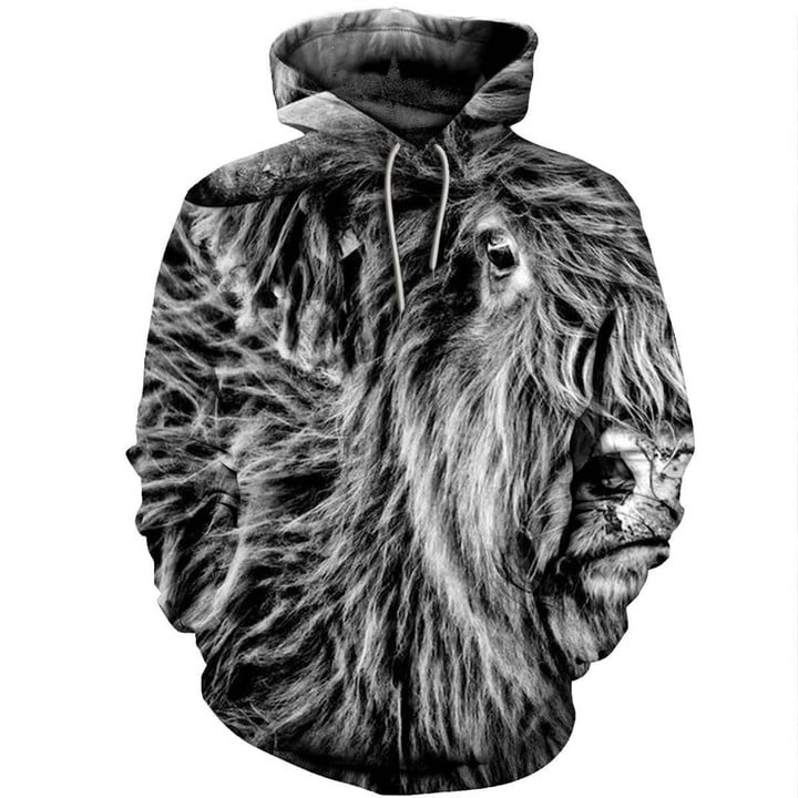 Highland Cattle 191205 B1122 3D Pullover Printed Over Unisex Hoodie