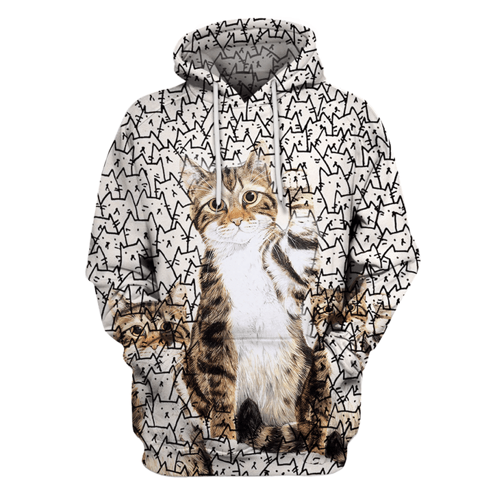 Cat B181 3D Pullover Printed Over Unisex Hoodie