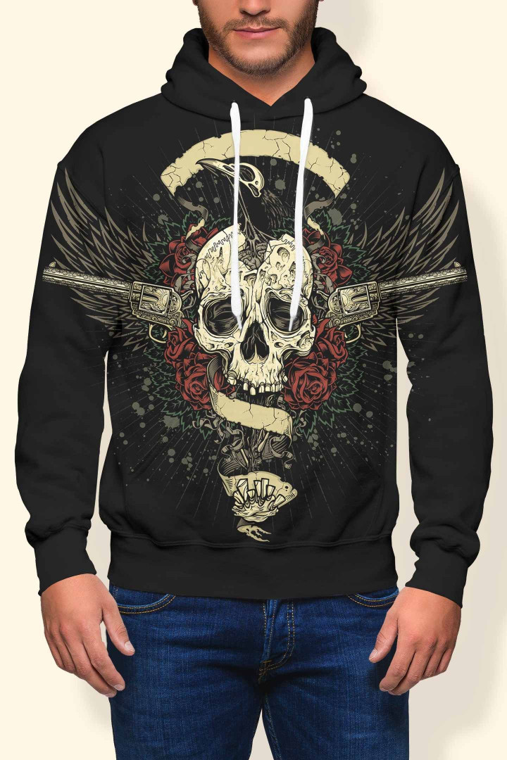 Skull - 04039 A3141 3D Pullover Printed Over Unisex Hoodie